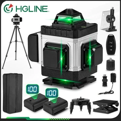 HGLINE 16 Line Laser Level Wasserwaage 4D 360° Kreuzlinienlaser Kit mit Koffer + Stativ