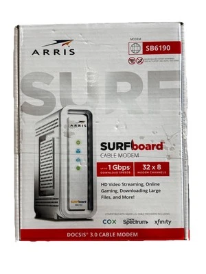 ARRIS Surfboard SB6190 - 32x8 Docsis 3.0 Cable Modem - White - Image 1 of 3