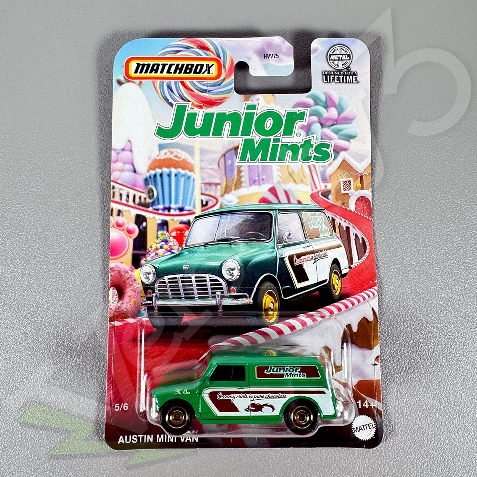 Matchbox Candy Series #5/6 - JUNIOR MINTS Austin Mini Van | 1:64 Diecast Metal - Image 1 of 4