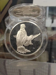 1973 Franklin Mint Robert Bird Marsh Hawk 2+ Ounce .925 Silver Proof Medal - Picture 1 of 2