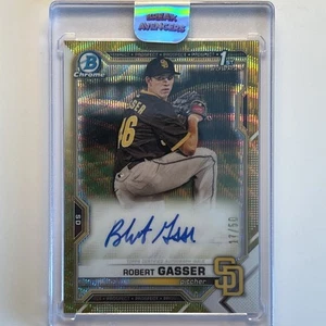 2021 Bowman Chrome Robert Gasser 1st Gold Wave Refractor Auto #17/50 Encased - Picture 1 of 13