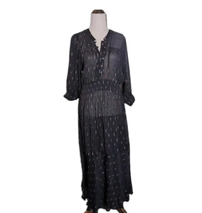 Marie Louise de Monterey Dark Grey Silk Viscose Dress Size 10 Floaty Maxi - Picture 1 of 7