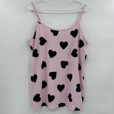 Torrid Womens Heart Print Foxy Cami Tank Size 3X Baby Pink Feminine Coquette - Image 1 of 4