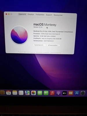 Apple MacBook Pro 2016 13 Zoll | 8 GB RAM |  256 GB SSD | Batterie gut - Bild 1 von 4