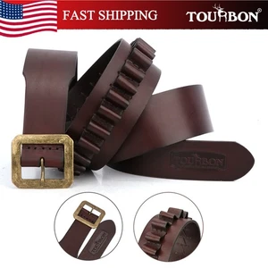 TOURBON 39~45" Waist Leather Handgun Ammunition Belt for .44/45 Ammo Bullets US - Picture 1 of 24