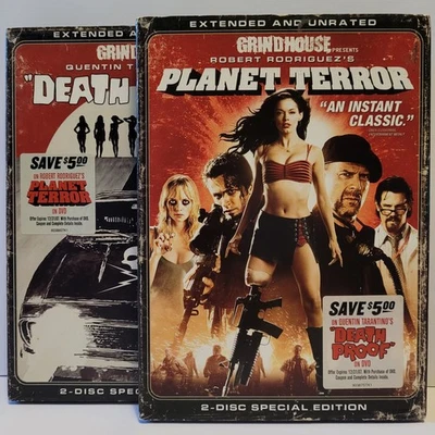 Grindhouse Planet Terror Death Proof Extended Unrated w/slipcover 4 Disc DVD Lot - Image 1 of 4