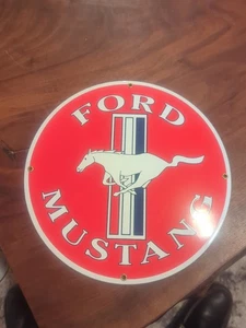 ford mustang porcelain enamel advertisement automobile sign mustang horse - Picture 1 of 3