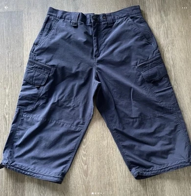 M&S Men's Active Regular Fit Cargo Shorts Navy Blue, Light Zips, 34" Waist - Image 1 of 4