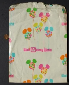@ 1976 Orlando Florida Walt Disney World Themenpark bunte Papier Verkaufstasche------ - Bild 1 von 1