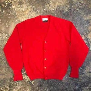 Vintage 70er Jahre Mt. Alba Alpaka rote Strickjacke mittelweich geknöpft langarm - Bild 1 von 7