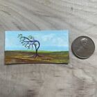 Wind Tree Landscape ORIGINAL 1x2"  Miniature Painting Annette Harford