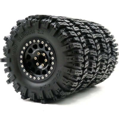 4x RC 2.2 Mud Slingers Reifen Tire 124mm & 2.2 Beadlock Felge Rim für RC Crawler - Bild 1 von 4