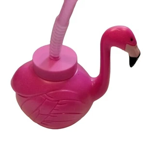 Pink Flamingo Travel Cup Lid Straw New 16 oz Boat Drinks Tiki Coastal - Picture 1 of 7