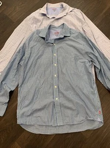 Lot (2) Izod Men's Light Weight Poplin Blue L/S Button Down Shirt Size L - Picture 1 of 6