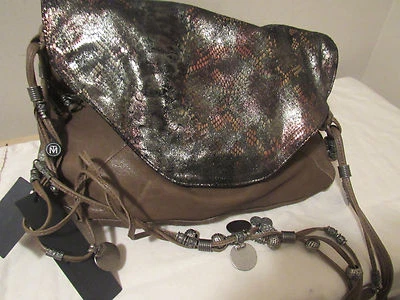 $805 TYLIE MALIBU BROWN LEATHER GYPSY CARAVAN SULTAN COINS CHAIN LARGE CROSSBODY - Image 1 of 4