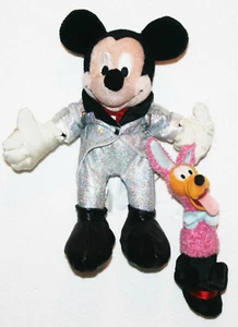 MICKEY MOUSE PLUSH FIGURE COSTUME MAGICIAN RABBIT OUT OF THE HAT SILVER SUIT - Picture 1 of 1