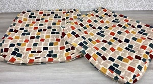 2er Set Vintage geometrische Quadrate 17""x17"" Dekor Überwurf Kissen Bezug Reißverschluss - Bild 1 von 8