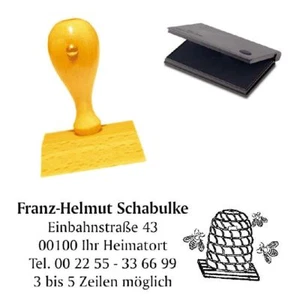 Sello de apicultor sello de dirección con cojín de sello madera sello de empresa 5x3 cm - Imagen 1 de 3