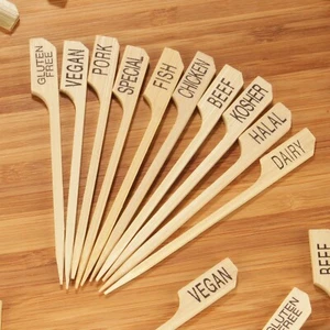 Marcador de etiquetas de alimentos impreso madera de bambú pinchos de selección de paleta 3,5" (9 cm) - BambooMN - Imagen 1 de 20