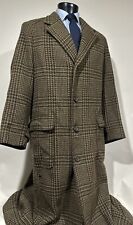 Vintage Polo Ralph Lauren Brown Houndstooth Check Wool Tweed Overcoat 46 R