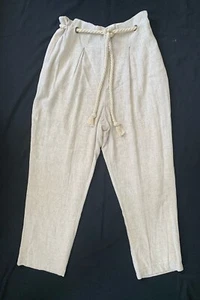 Leinen Bundfaltenhose Seil Gürtel Sugar + Lippen Größe L Beige Coastal Euro Sommer - Bild 1 von 18