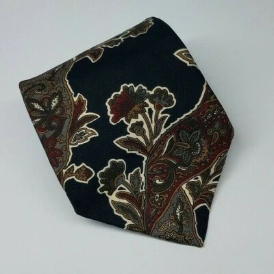 Oscar de la Renta Silk Tie Black Multi Color Floral Men Necktie USA 58 x 3.75 - Image 1 of 4