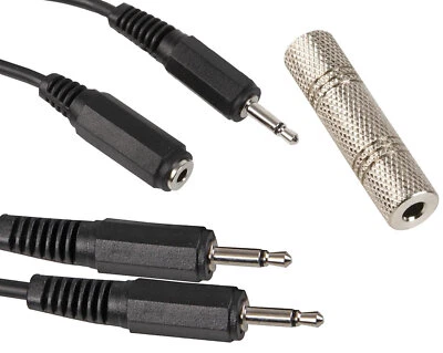 3.5mm Mono Audio Cable Male to Male / Female Extension 0.5m 1.2m 2.5m 3m 5m 10m - Image 1 of 4
