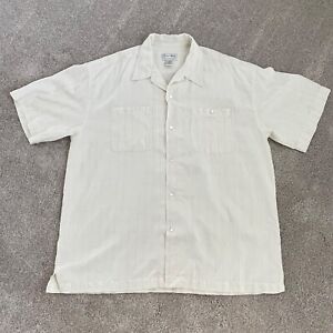 Poeta Moda Mens 100% Silk Shirt Italy Size XL Cream Two Front Pockets Button Up