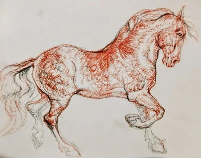 Dibujo original Caballo corriendo arte, equino ecuestre, semental en movimiento, suspiró  Foto 1 de 4