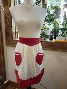 Vintage Half Waist Handmade Apron From Old Curtains - Picture 1 of 5