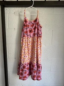 EUC Hanna Andersson Sun Dress Girls SIZE 140 US 9-10 Floral Print Tiered Multi - Picture 1 of 11