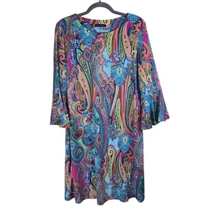 Vestido recto Tommy Hilfiger para mujer talla 12 mangas campana cachemir retro brillante - Imagen 1 de 7