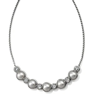 Brighton Infinity Silver Glass Pearl Crystal Collar Necklace - Picture 1 of 8
