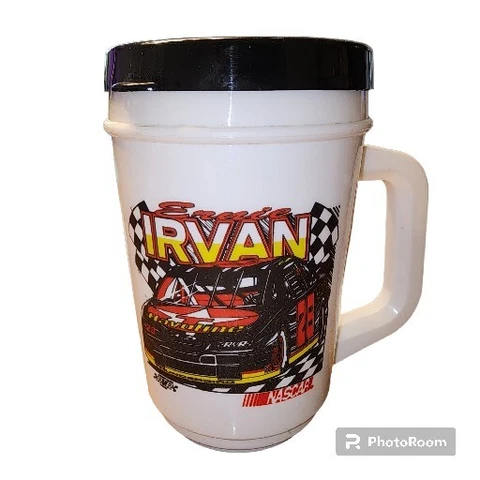 Vintage Ernie Irvin #28 Nascar 22oz Hard Plastic Cup with Handle And Black Lid Cover