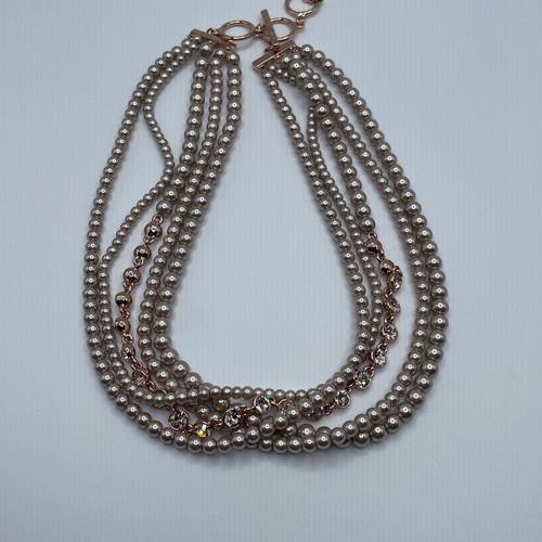 Rara Collana Fibbia Givenchy Paris New York Finta Perla Tono Oro Falso Diamante