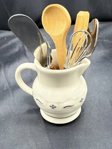 Longaberger CC Miniature Milk Pitcher and 6 Mini Utensils Set Blue Woven - Picture 1 of 10