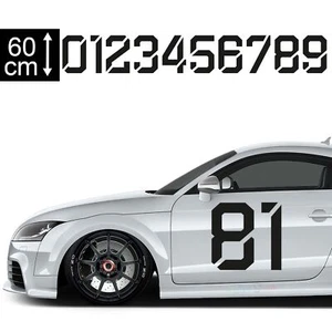 Startnummer Auto Aufkleber WUNSCH-NUMMER Zahl Sticker Wählen 20cm SCHWARZ - Bild 1 von 5