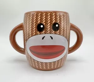 Sock Monkey Mug Double Face Two Handle Ears By Galerie Coffe Tea - Picture 1 of 6