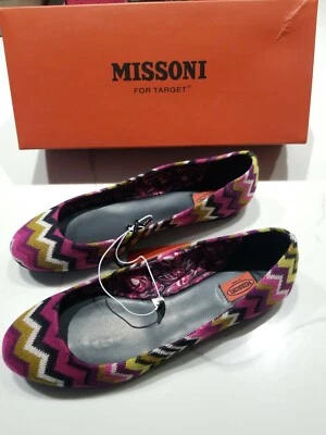 Nuevo en caja Missoni For Target Mujer Ballet Pisos Talla 8.5M Multicolor Tela Chevron Foto 1 de 4