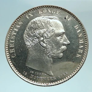 1888 DENMARK King Christian IX 25th Anniversary Silver 2 Kroner Coin i79447 - Picture 1 of 2
