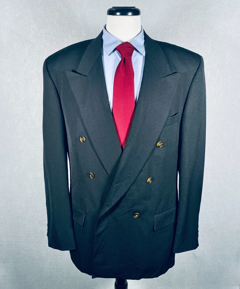 Blazer Givenchy de Colección para Hombres 42R Chaqueta de Lana Negra Doble Pecho Foto 1 de 4