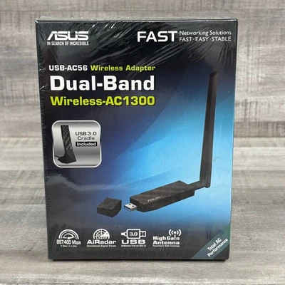 ASUS USB-AC56 Dual-Band Wireless-AC1300 USB 3.0 Desktop Wi-Fi Adapter w/ Cradle - Image 1 of 4