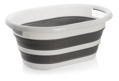 Wäschewanne 40 L Wäschekorb oval faltbar Wäschesammler platzsparend, 63×46×28 cm - Bild 1 von 4