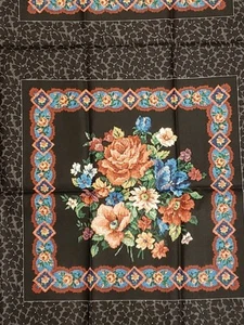 Vintage VIP Cranston Print Works Floral & Paisley BLACK Fabric Panels Squares - Picture 1 of 3