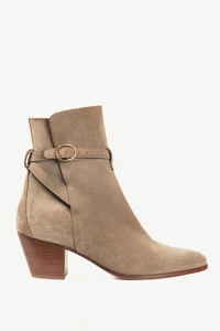 Celine Beige Suede Wraparound Ankle Boots, Size US 7.5 - Picture 1 of 9