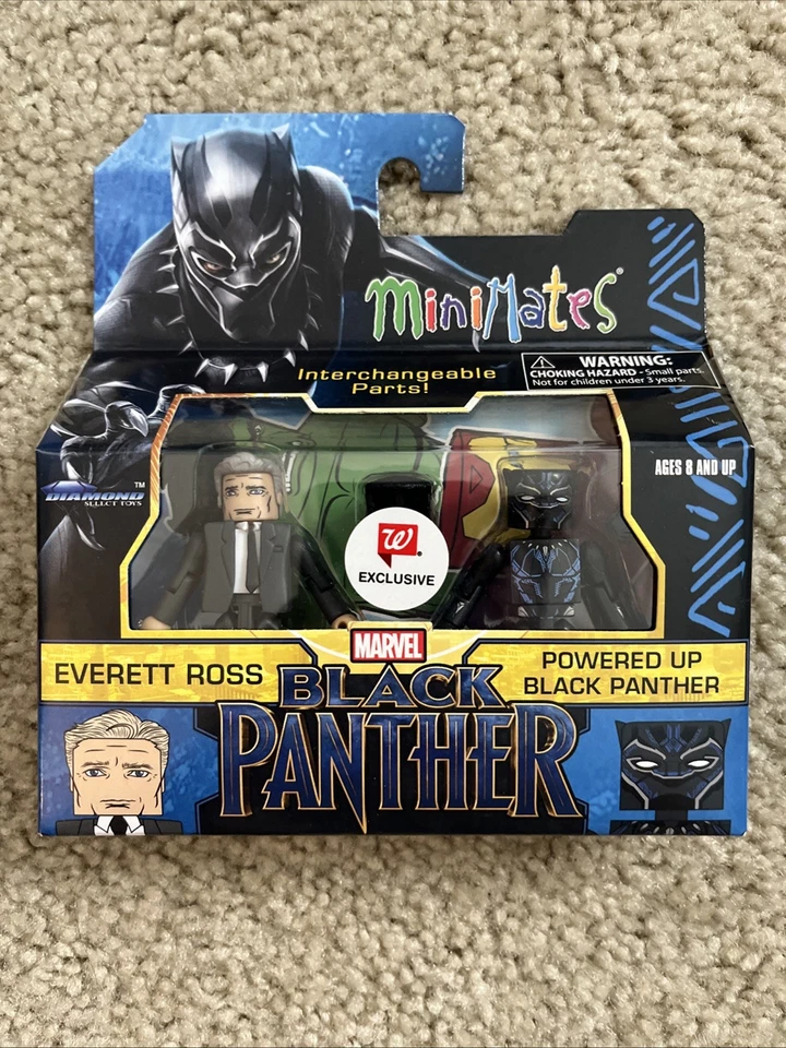Bonecos MiniMates Marvel Powered Up Pantera Negra e Everett Ross Walgreens Exc - Imagem 1 de 1
