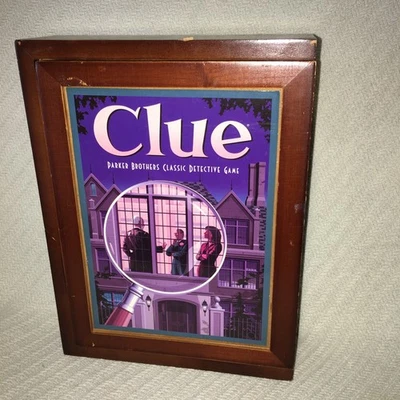 CLUE Wooden Bookshelf Edition Board Game In Portable Wood Box Collection - Image 1 of 4