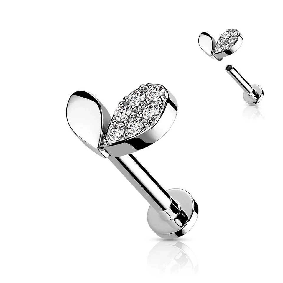 Piercing Orecchio Labret Cuore IN Crescita Strass - Immagine 1 di 1