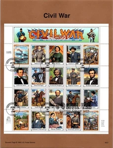 1995 Civil War SHEET- Fantastic First Day Souvenir Pages (USED) - Picture 1 of 2