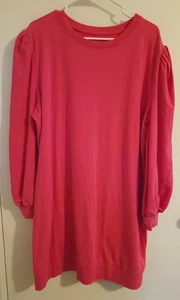 New York & Company Puff Long Sleeve Sweatshirt Dress Tunic Pink Casual Sz XXL 20 - Picture 1 of 5